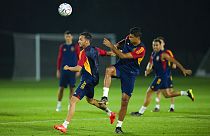 La selección española durante su entrenamiento en Catar