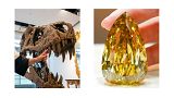 الماس «قناری زرین» و جمجمه دایناسور تیرانوسوروس