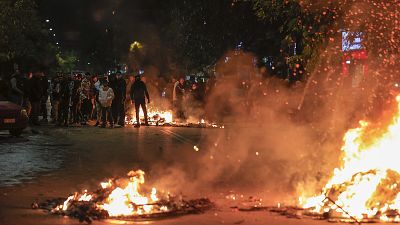 Detalle de las violentas protestas el lunes en las calles de Tesalónica (Grecia).