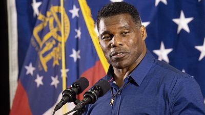 Republican candidate for U.S. Senate Herschel Walker speaks during a campaign stop at the Governors Gun Club in Kennesaw, Ga., on Monday, 5 December, 2022