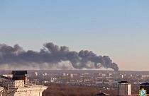 A fire that broke out at an airport in Russia’s southern Kursk region that borders Ukraine was the result of a drone attack, the Kursk regional governor said Tuesday.