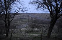 Wire border fence is seen from the village of Shtit in Bulgaria, near the border with Turkey.