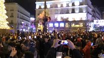احتفالات المغاربة بفوز منتخب بلادهم في العاصمة مدريد