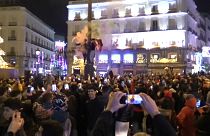 احتفالات المغاربة بفوز منتخب بلادهم في العاصمة مدريد