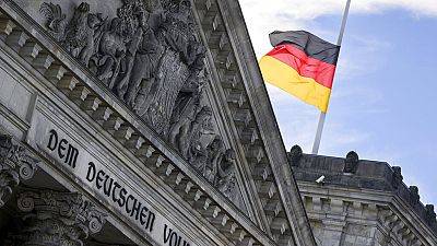 A berlini Reichstag épületének egy részlete
