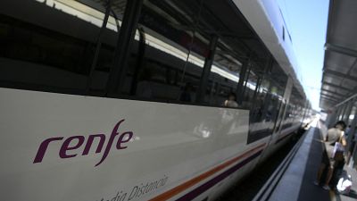 A train of the Spanish state-owned rail company Renfe, is pictured at the Principe Pio train station in Madrid, on September 5, 2019.