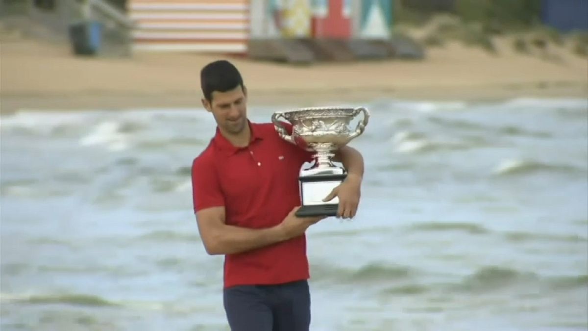 Novak Djokovic with 2020 trophy