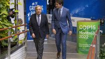 El secretario general de la ONU, António Guterres junto al primer ministro de Canadá Justin Trudeau