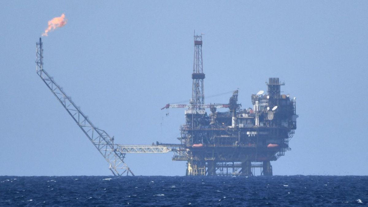 An oil and gas platform off the coast of Libya, February 2022. The Bahr Essalam Gas Field and Bouri Oilfield could be developed further by Eni.