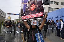 Des opposants au président péruvien Pedro Castillo près de Lima (7/12/22)