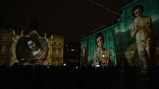 Projection sur la façade de l'Hôtel de ville de Lyon, répétition de la Fête des Lumières 07/12/2022 