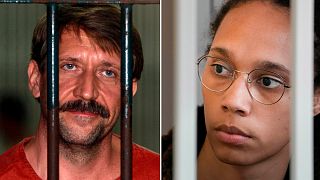 FILE: Composite image of Viktor Bout and Brittney Griner 