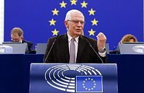 European Union foreign policy chief Josep Borrell delivers his speech during a debate on Russia's war against Ukraine, at the European Parliament, Tuesday, Nov. 22, 2022