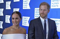 Prince Harry and Meghan, Duke and Duchess of Sussex, in New York City to accept the Robert F. Kennedy Ripple of Hope Award. Tuesday, 6 December 2022.