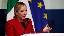 Italian Premier Giorgia Meloni speaks during the Med 2022 Dialogues forum in Rome, Dec. 3, 2022.