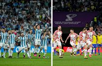 فریاد شادی بازیکنان کرواسی و آرژانتین پس از صعود به نیمه نهایی جام جهانی قطر