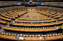 Archives : hémicycle du Parlement européen à Bruxelles, le 17 juin 2020