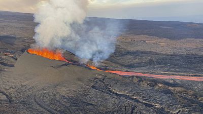 Mauna Loa on the Big Island of Hawaii continues spewing lava