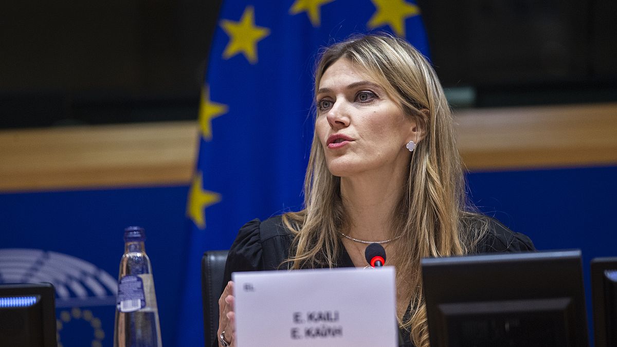 Greek politician and European Parliament Vice-President Eva Kaili speaks during the European Book Prize award ceremony in Brussels, Dec. 7, 2022.