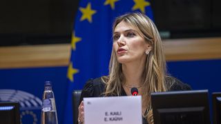 Former European Parliament Vice-President Eva Kaili speaks during the European Book Prize award ceremony in Brussels, 7 December 2022