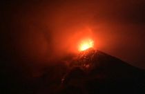 Fuego volcano erupts, seen from Alotenango