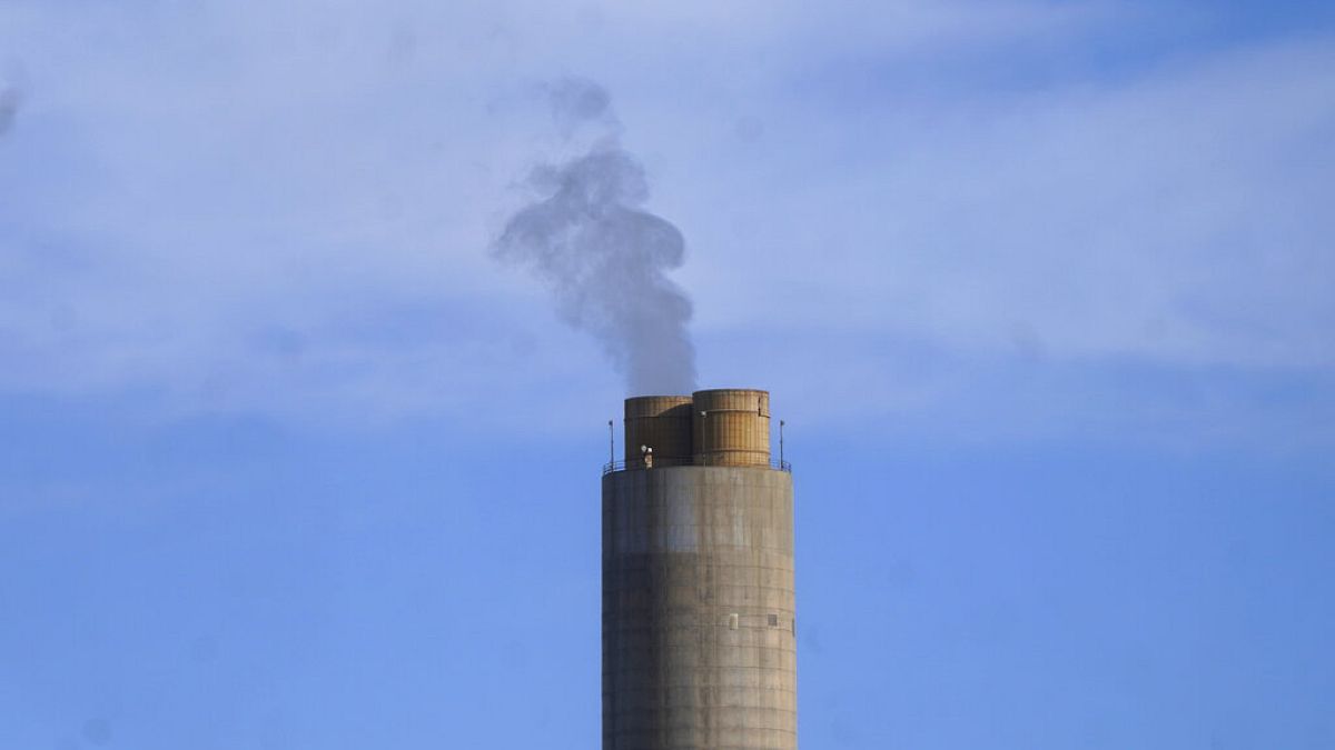 A smokestack stands at a coal plant on June 22, 2022, in Delta, Utah. 