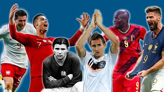 De g. à dr. : R. Lewandowski, C. Ronaldo, F. Puskas, M. Klose, R. Lukaku et O. Giroud - Archives