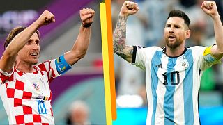 A g. : le Croate Luka Modric, le 01/12/2022 - A dr. : l'Argentin Lionel Messi, le 09/12/2022