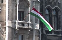 Венгерский флаг реет в Будапеште
