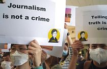 Archives : manifestation de soutien à une journaliste emprisonnée - Hong Kong, le 22/04/2021