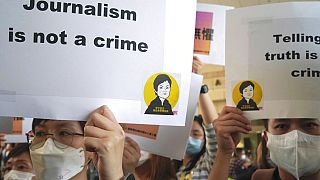 Archives : manifestation de soutien à une journaliste emprisonnée - Hong Kong, le 22/04/2021