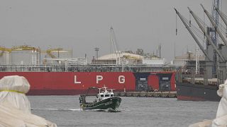 A picture taken on October 20, 2022 shows the LPG (Liquefied petroleum gas) tanker Hellas Poseidon, sailing under the flag of Malta, in Tarragona.