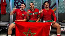 لاعبو المنتخب المغربي الثلاثة زكريا أبو خلال وعبد الحميد الصابري والياس شاعر