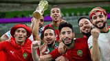 Archives : supporters marocains après la qualification de leur équipe en demi-finale face au Portugal, le 10 décembre au stade Al-Thumama à Doha