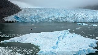 منظر لجزء من نهر سان رافائيل الجليدي في منطقة آيسن، جنوب تشيلي، 13 فبراير 2022.