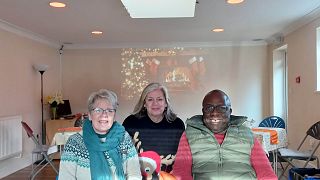 Andrew, Kim and a fellow volunteer at the Elim Warm Bank, Worthing, England, 13/12/2022. 