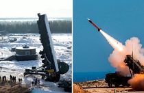 سامانه آمریکایی دفاع موشکی پاتریوت (تصویر راست) و موشک قاره‌پیمای هسته‌ای روسیه که دیروز توسط این کشور مستقر شد (تصویر راست)