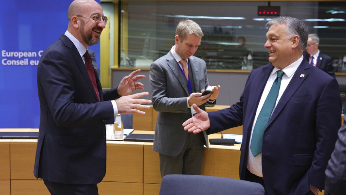 EU-Ratspräsident Charles Michel und Ungarns Ministerpräsident Viktor Orban