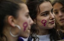 Mujeres manifestantes en el Día Internacional de la Mujer. Madrid, España