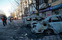 مدينة دونيتسك الخاضعة للسيطرة الروسية بعد القصف، أوكرانيا