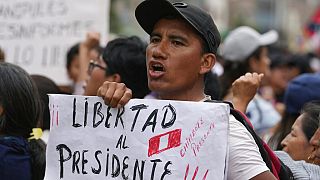 Un partisan de Pedro Castillo lors d'une manifestation à Lima, le 15 décembre.