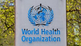 Dünya Sağlık Örgütü'nün Cenevre'deki genel merkezinin girişi 
