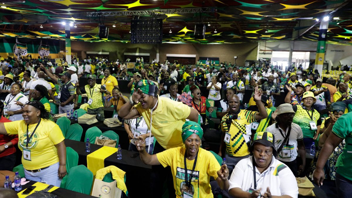 Members of the ANC ruling party arrive at its conference 