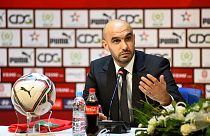  وليد الركراكي، مدرب المنتخب المغربي خلال مؤتمر صحفي في الرباط، المغرب 31أغسطس 2022.