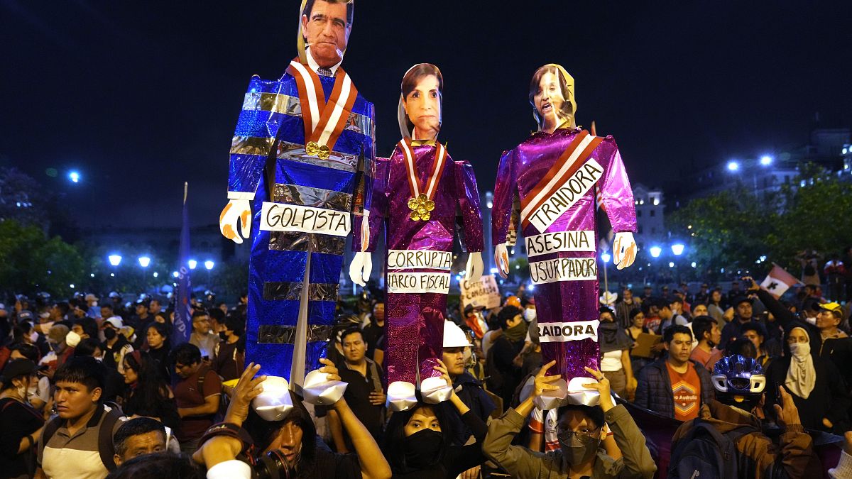 Supporters of ousted Peruvian President Pedro Castillo 