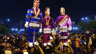 Supporters of ousted Peruvian President Pedro Castillo 