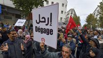 صورة من احتجاجات العاصمة التونسية تونس على سياسات الرئيس قيس سعيد. 10/12/2022