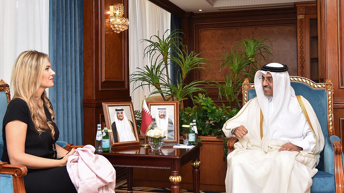 وزير العمل القطري علي بن صميخ المري يستقبل نائبة رئيسة البرلمان الأوروبي إيفا كايلي في الدوحة 31/10/2022