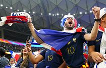 Fans of France prepare for the World Cup grand final between Argentina and France at the Lusail Stadium in Qatar.
