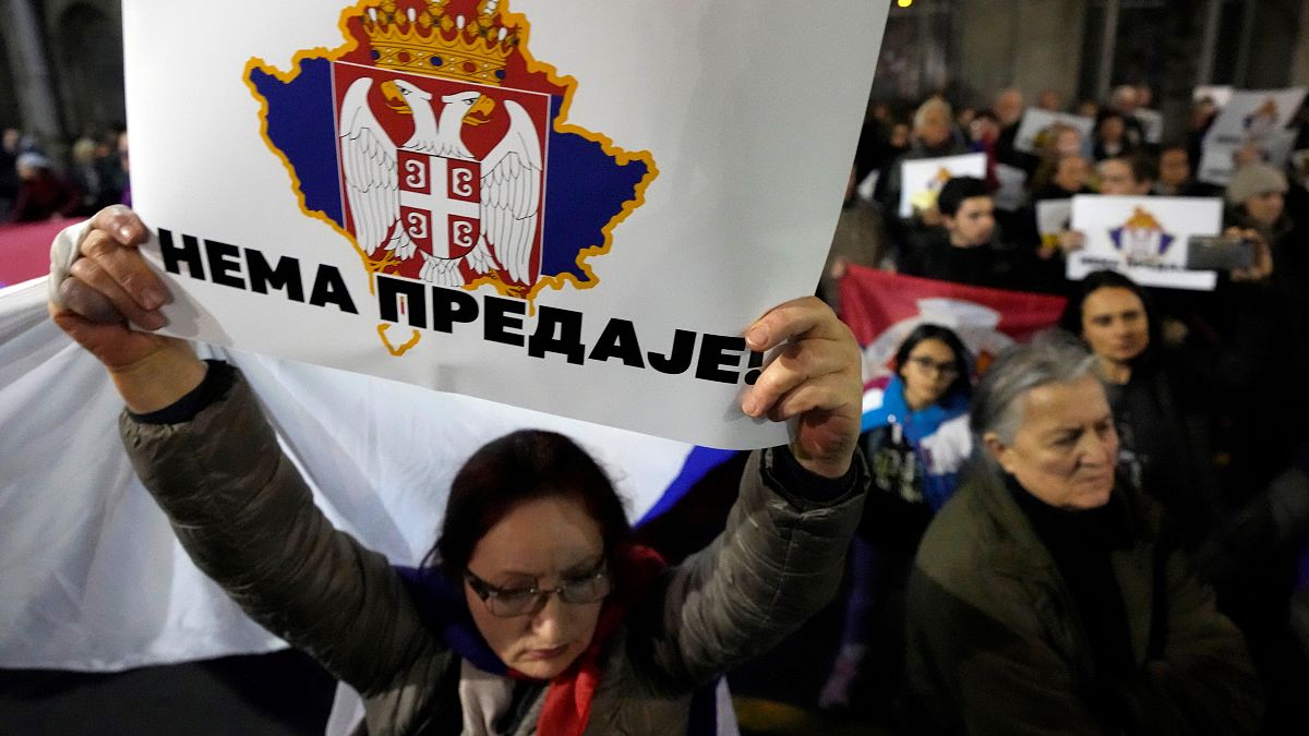 Aкция в поддержку косовских сербов в Белграде